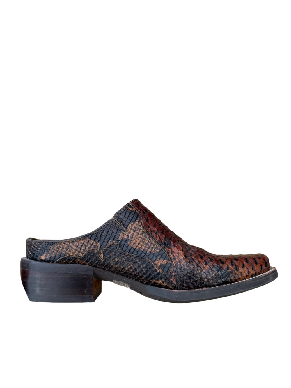 ARIAT Embossed Leather Western Mule Clogs Brown Python Print Size 7.5B - Picture 8 of 12